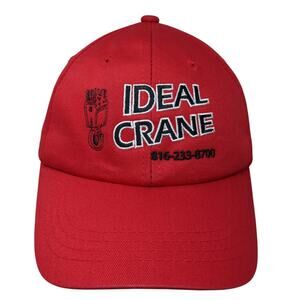Ideal Crane Strapback Baseball Cap Red One Size Adjustable Embroidered Vernon